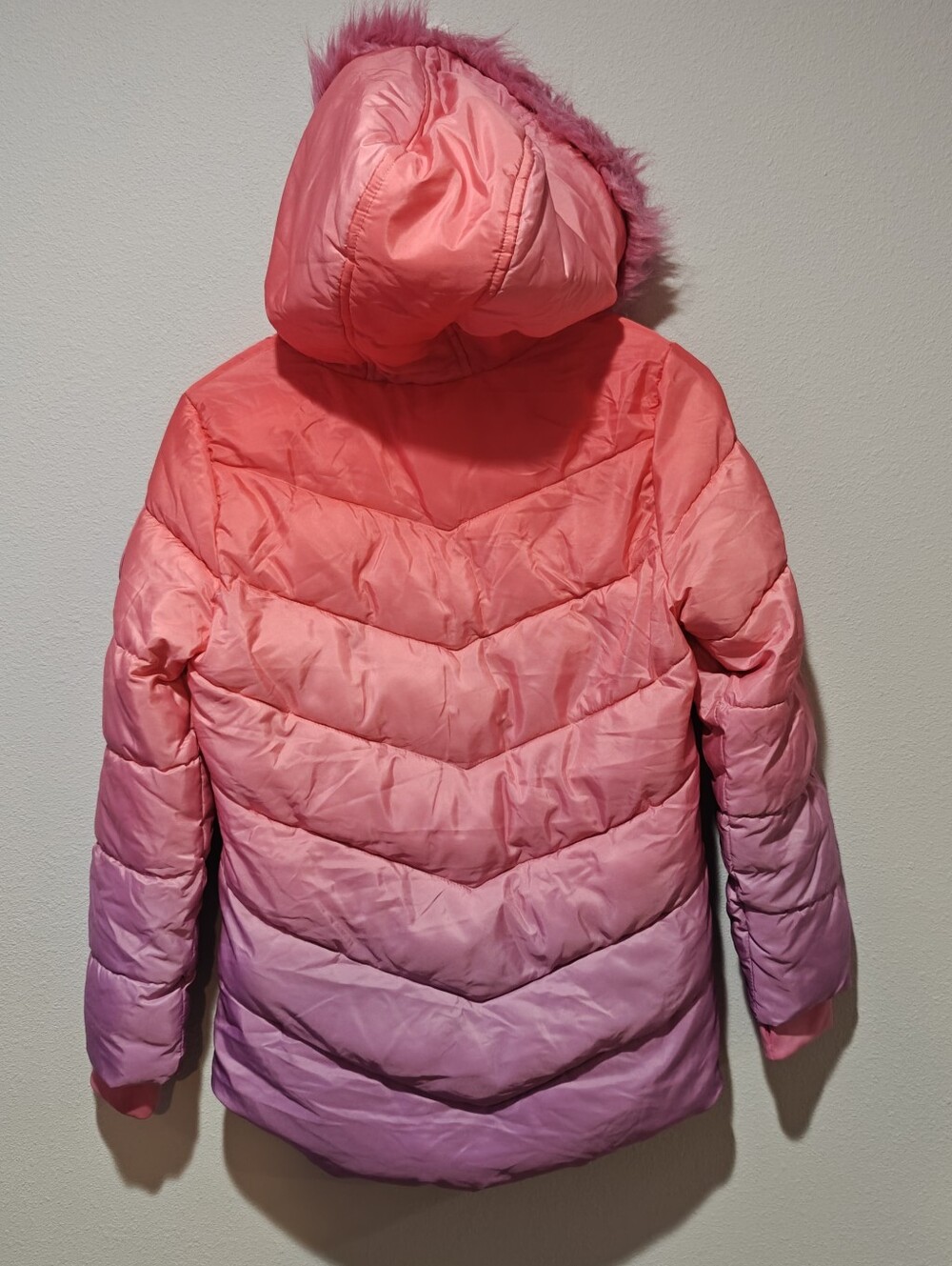 Y2K Juicy Couture Ombre Puffer Winter Coat Girl's Large 14 Pink Purple Preppy - Picture 3 of 9